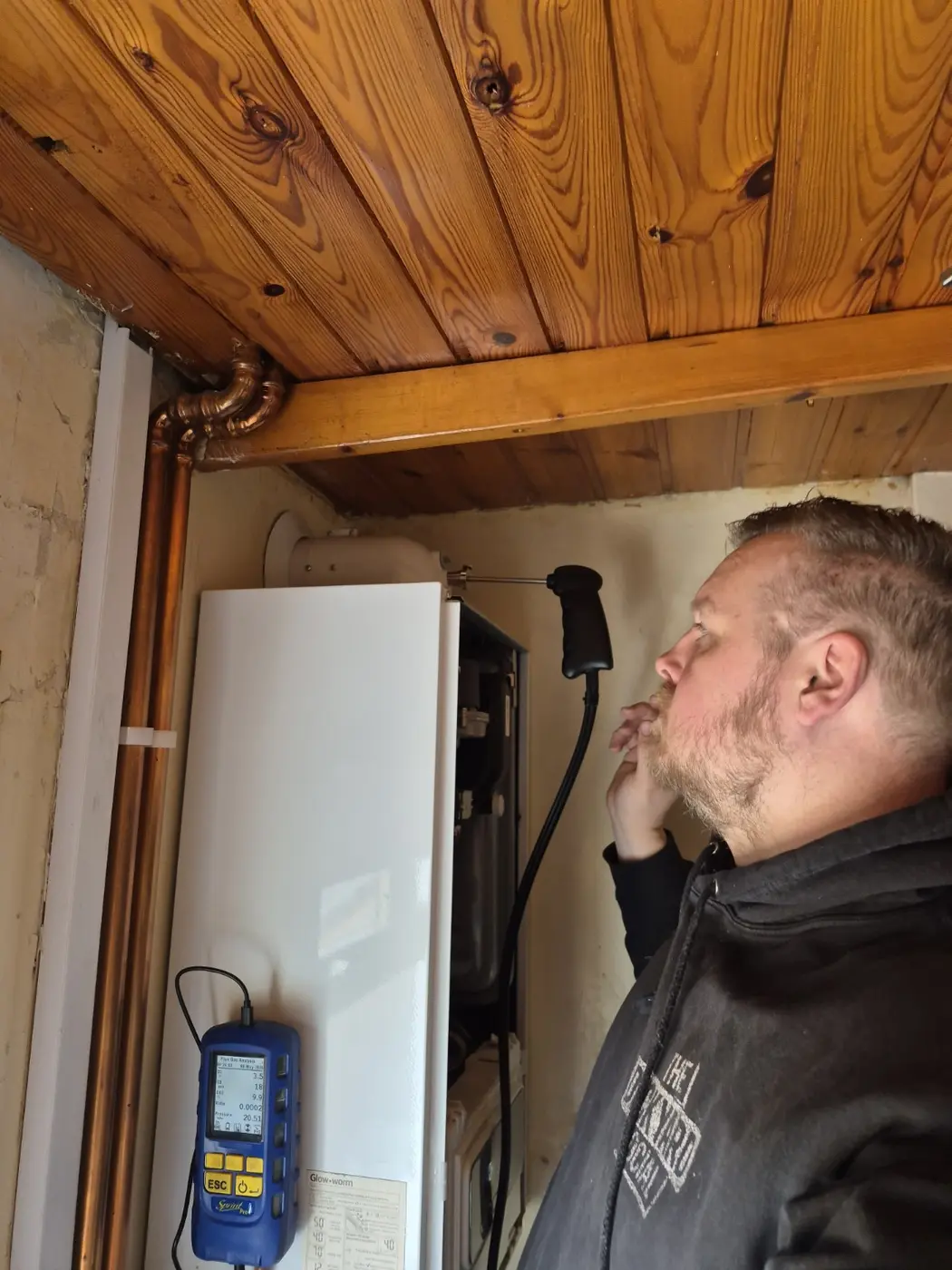Combustion readings taken with a flue gas analyser